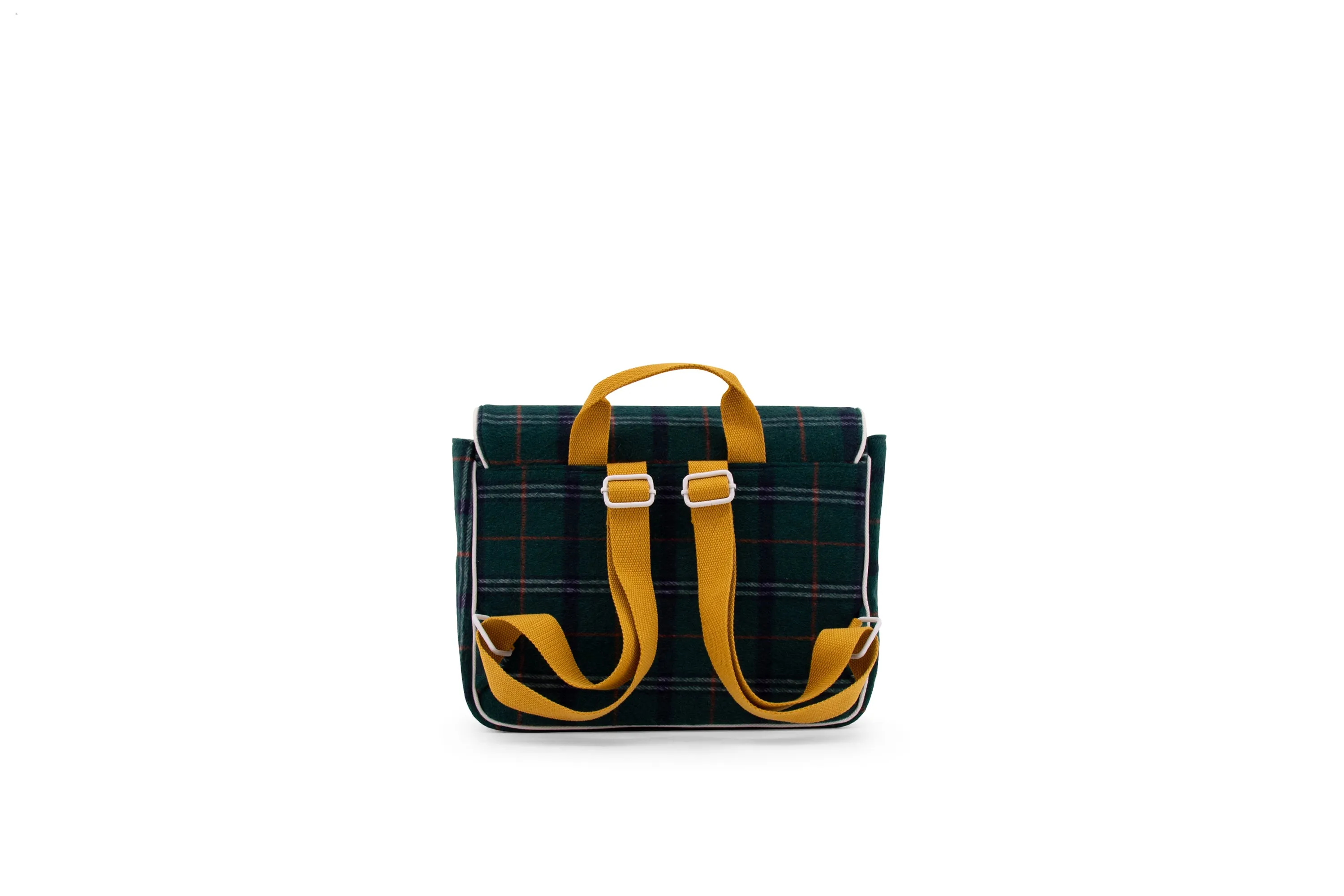 Sticky Lemon Wanderer School Bag, Forest Green Checks