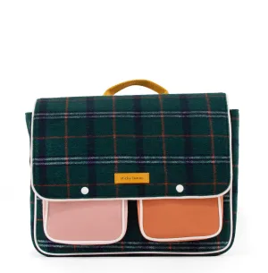 Sticky Lemon Wanderer School Bag, Forest Green Checks