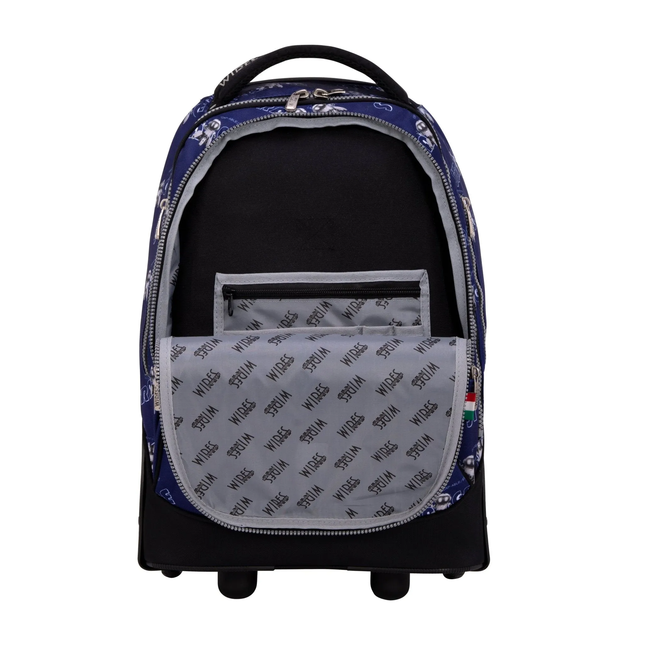 Strange Blue Big Wheel School Bag Trolley Set of 3 (Lunch Bag & Pencil Case)