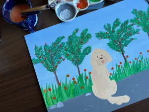Suki McMaster Original Painting On Canvas - Daisy In The Garden - Free Shipping