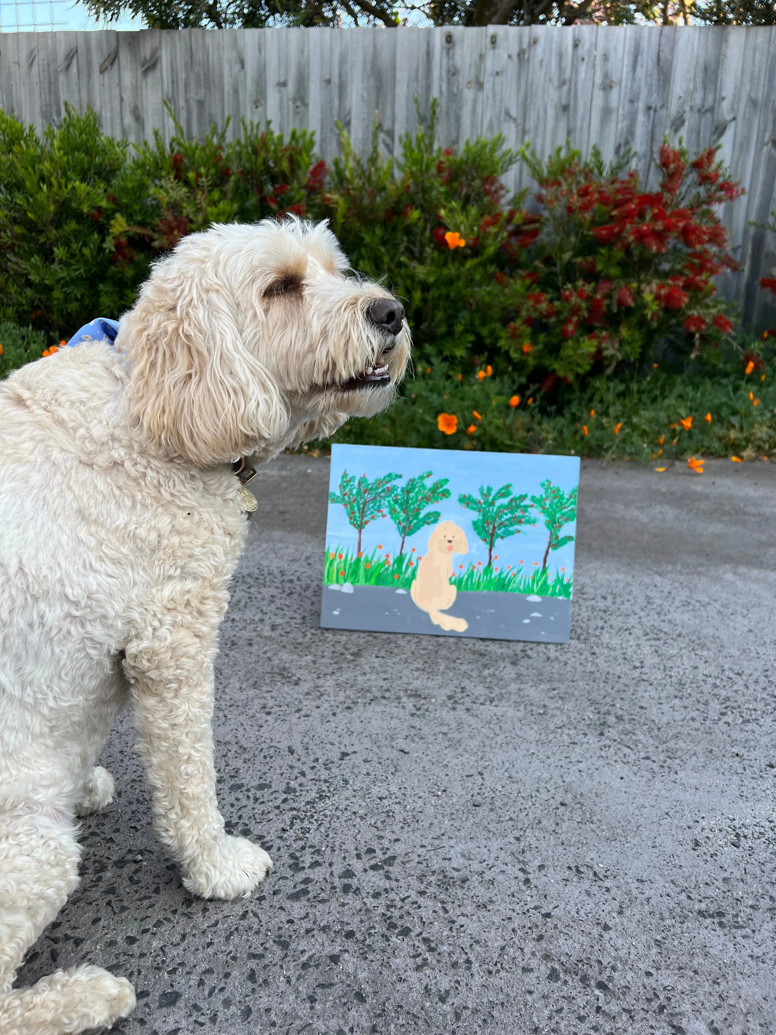 Suki McMaster Original Painting On Canvas - Daisy In The Garden - Free Shipping