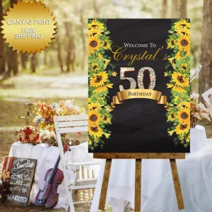 Sunflowers Guest Book Canvas Welcome Sign