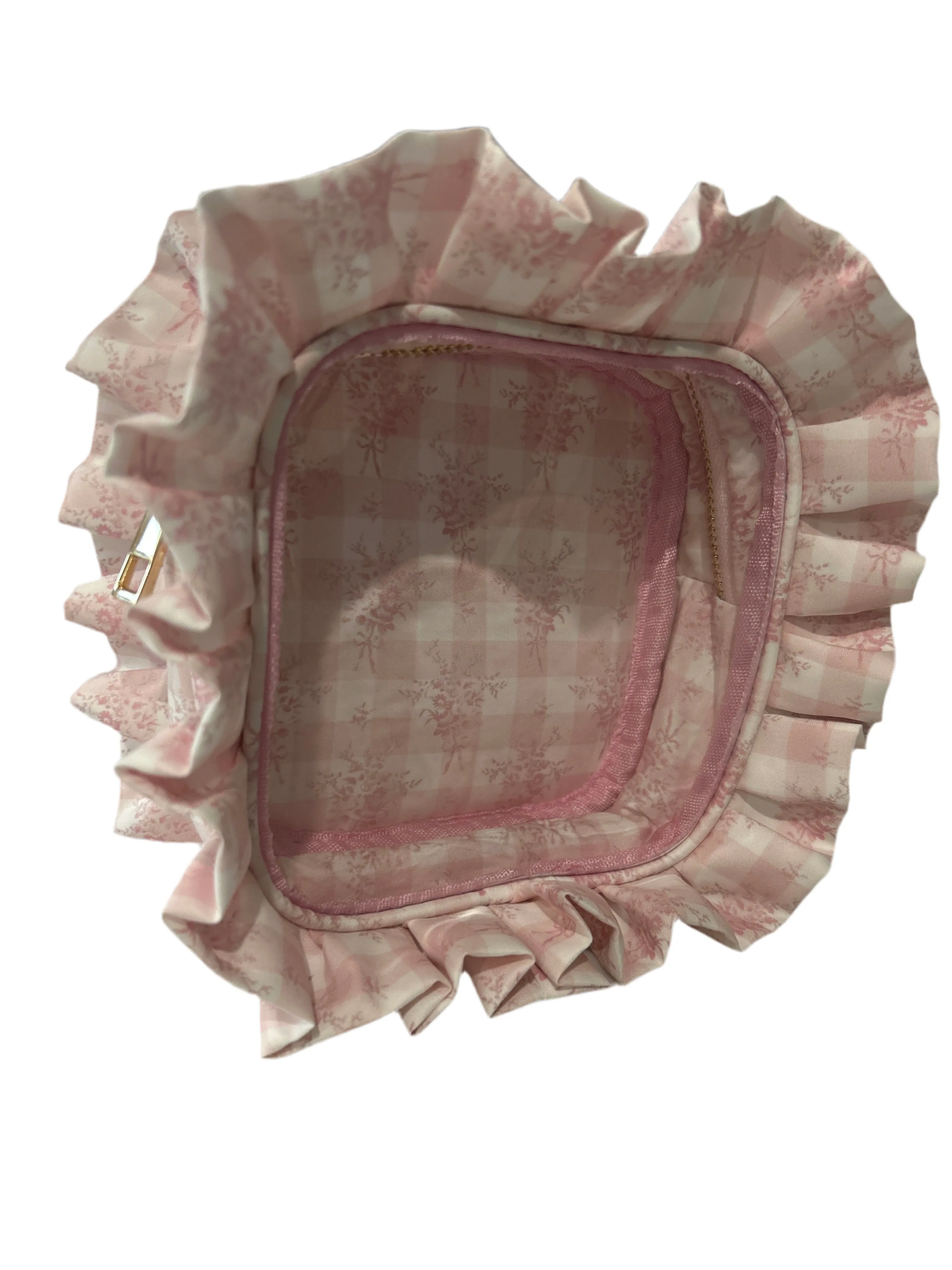 Sweet Floral and Bow Gingham Clear Cosmetic Bag Collection