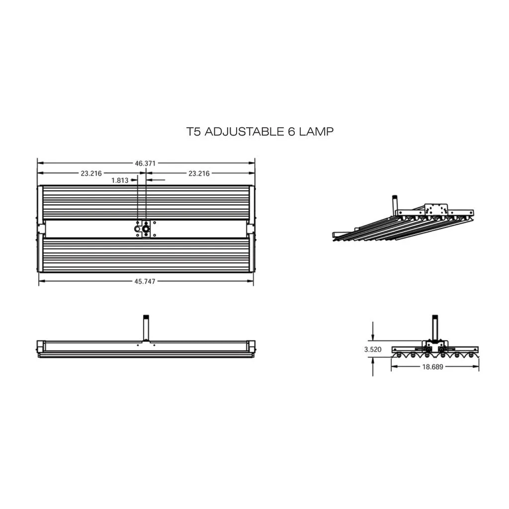T5HO FLUORESCENT ADJUSTABLE 6 & 8 LAMP LINEAR LIGHTING FIXTURES