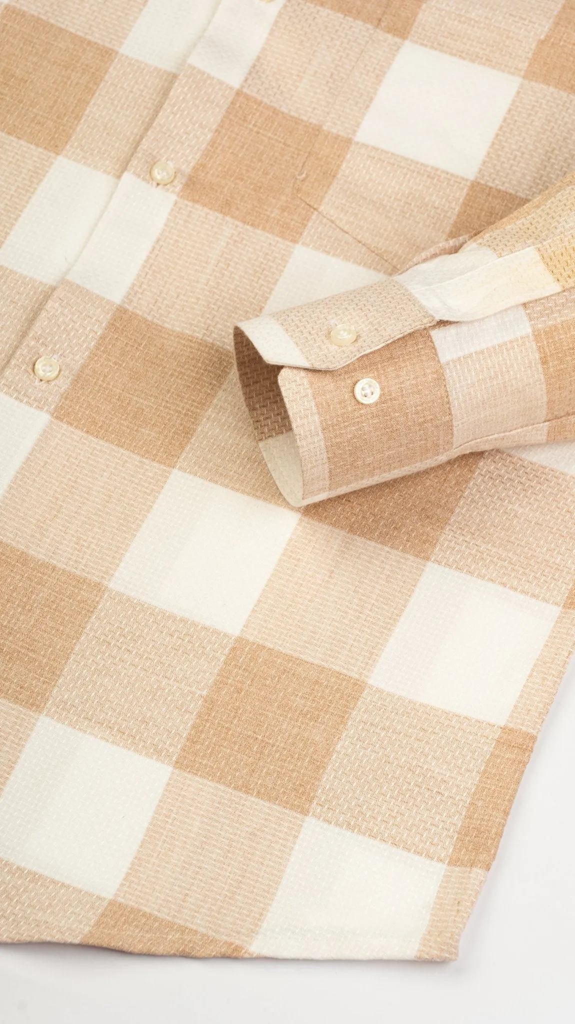 Tan Color Checks Pure Cotton Shirt For Men