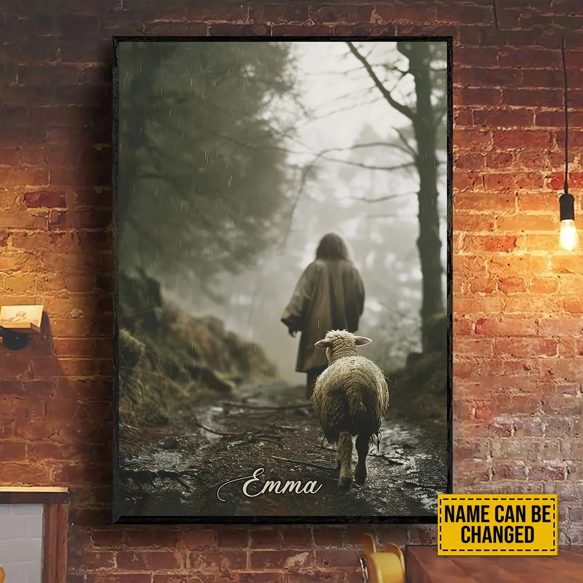 Teesdily | Customized Jesus And Lamb Poster Canvas, Lamb Of God Christian Wall Decor, Gift For Jesus Lovers, Christian Wall Decor