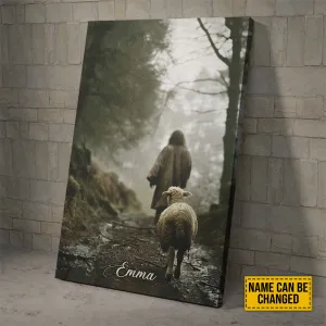 Teesdily | Customized Jesus And Lamb Poster Canvas, Lamb Of God Christian Wall Decor, Gift For Jesus Lovers, Christian Wall Decor