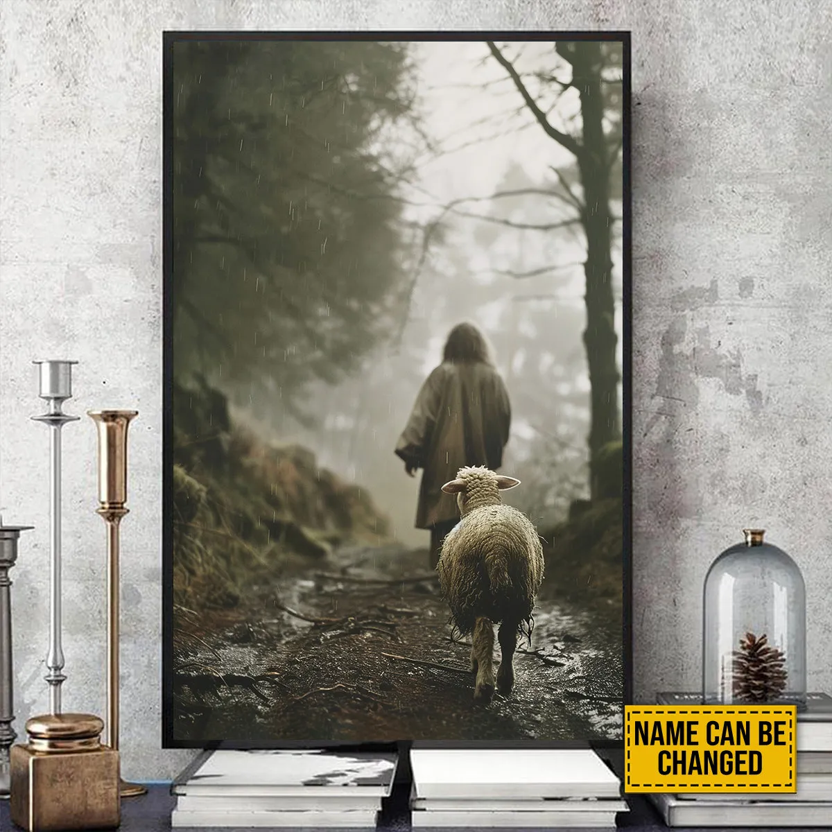 Teesdily | Customized Jesus And Lamb Poster Canvas, Lamb Of God Christian Wall Decor, Gift For Jesus Lovers, Christian Wall Decor