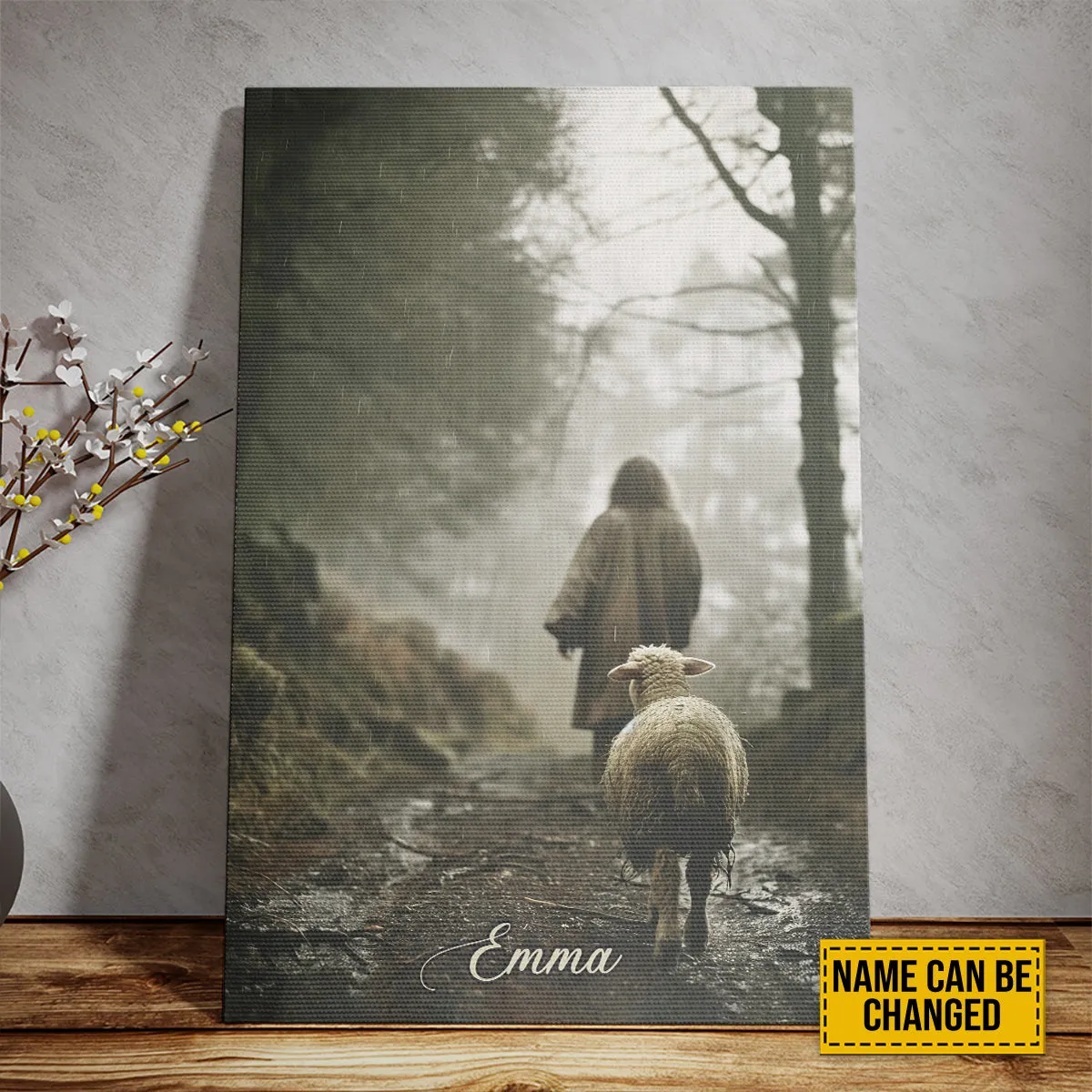 Teesdily | Customized Jesus And Lamb Poster Canvas, Lamb Of God Christian Wall Decor, Gift For Jesus Lovers, Christian Wall Decor