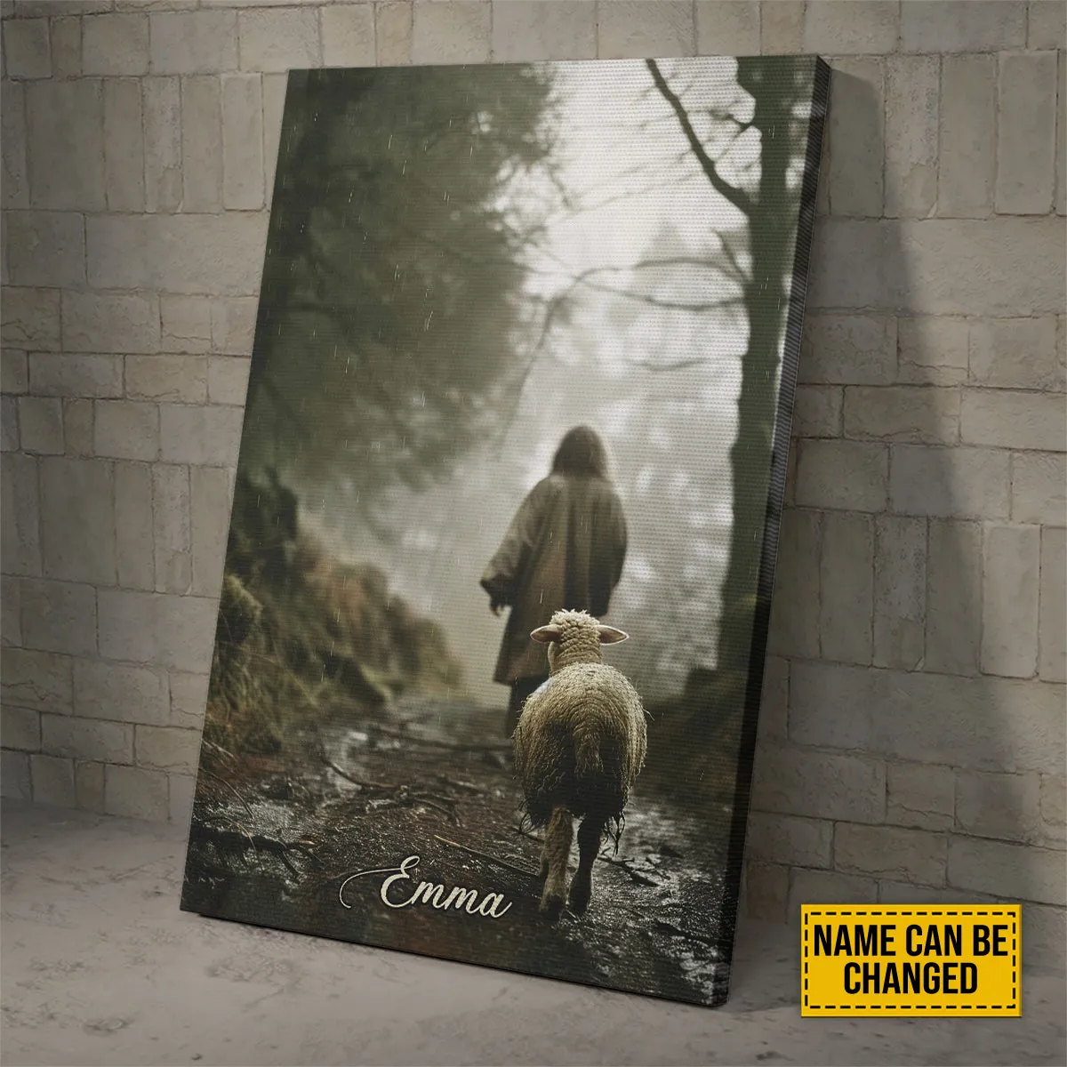 Teesdily | Customized Jesus And Lamb Poster Canvas, Lamb Of God Christian Wall Decor, Gift For Jesus Lovers, Christian Wall Decor