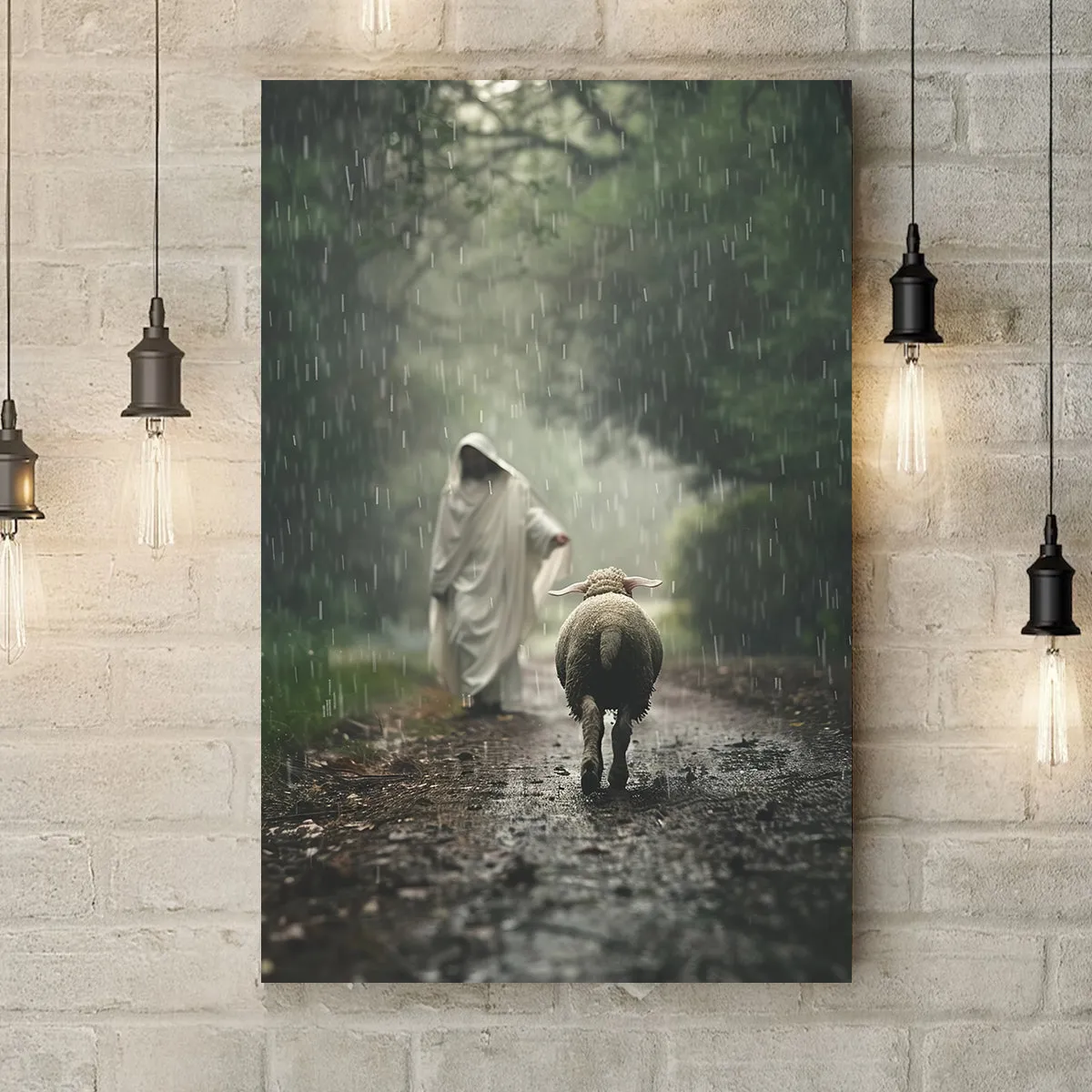 Teesdily | Jesus And Lamb Poster, Lamb Of God Poster, Christ Save The Lamb, Bible Verse Wall Art, Jesus Lover Gift, Religious Poster Canvas