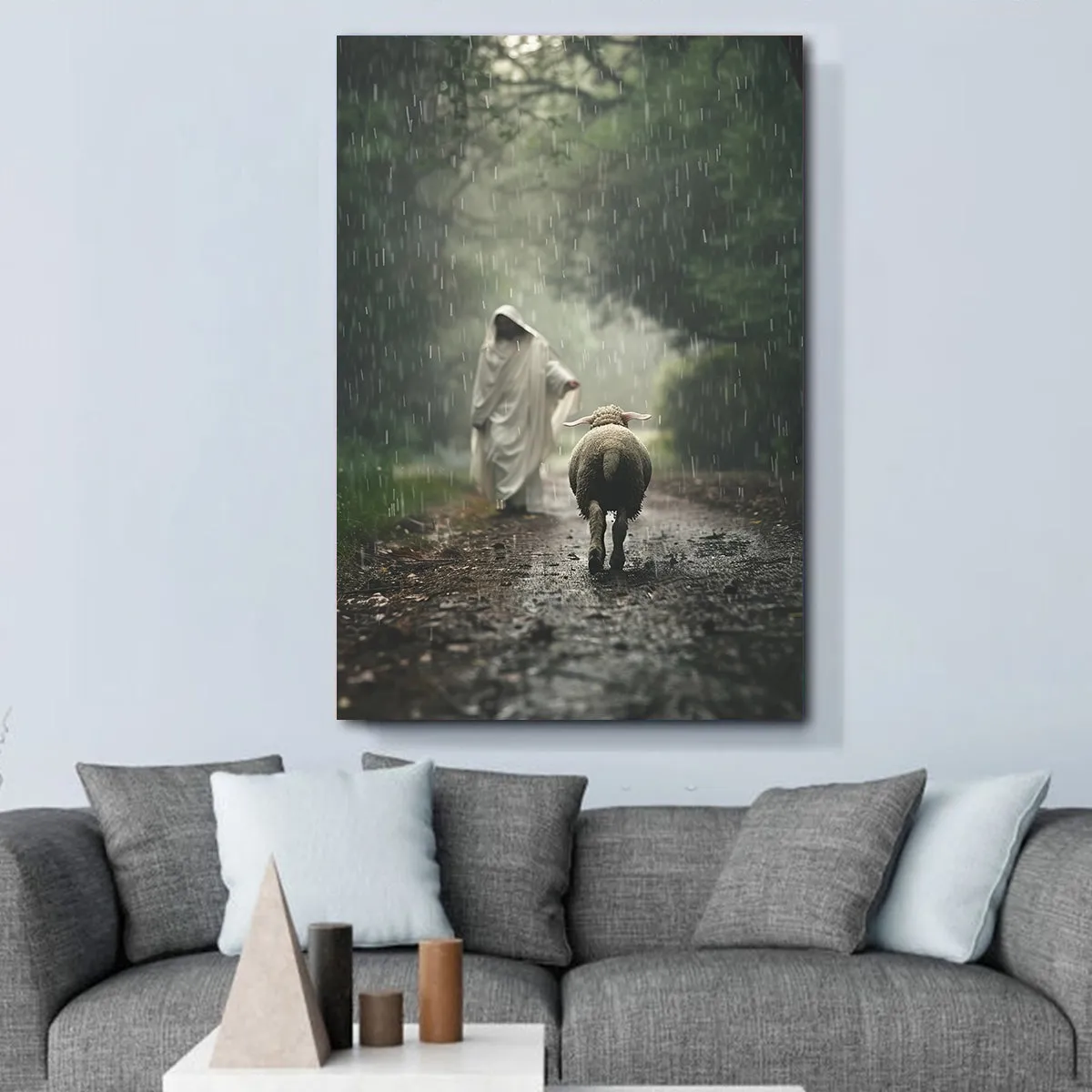 Teesdily | Jesus And Lamb Poster, Lamb Of God Poster, Christ Save The Lamb, Bible Verse Wall Art, Jesus Lover Gift, Religious Poster Canvas
