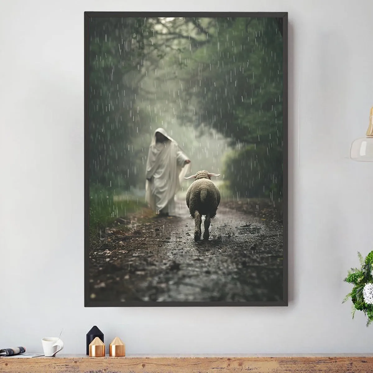 Teesdily | Jesus And Lamb Poster, Lamb Of God Poster, Christ Save The Lamb, Bible Verse Wall Art, Jesus Lover Gift, Religious Poster Canvas
