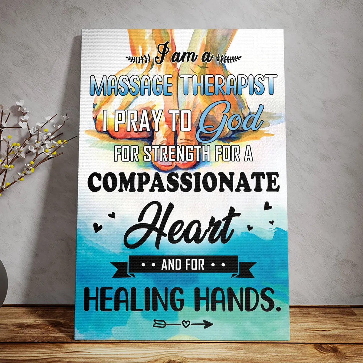 Teesdily | Massage Therapy Healing Hands Vertical Poster, Wellness Massage Pray To God Canvas Wall Art, Massage Studio Decor, Massage Therapist Gifts