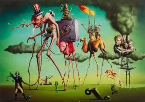 The American Dream - Painted by Salvador Dali - Circa. 1931. High Quality Polyester Cotton Canvas Print. Ready to be Framed or Mounted. Available in 3 Sizes - Small - Medium or Large.
