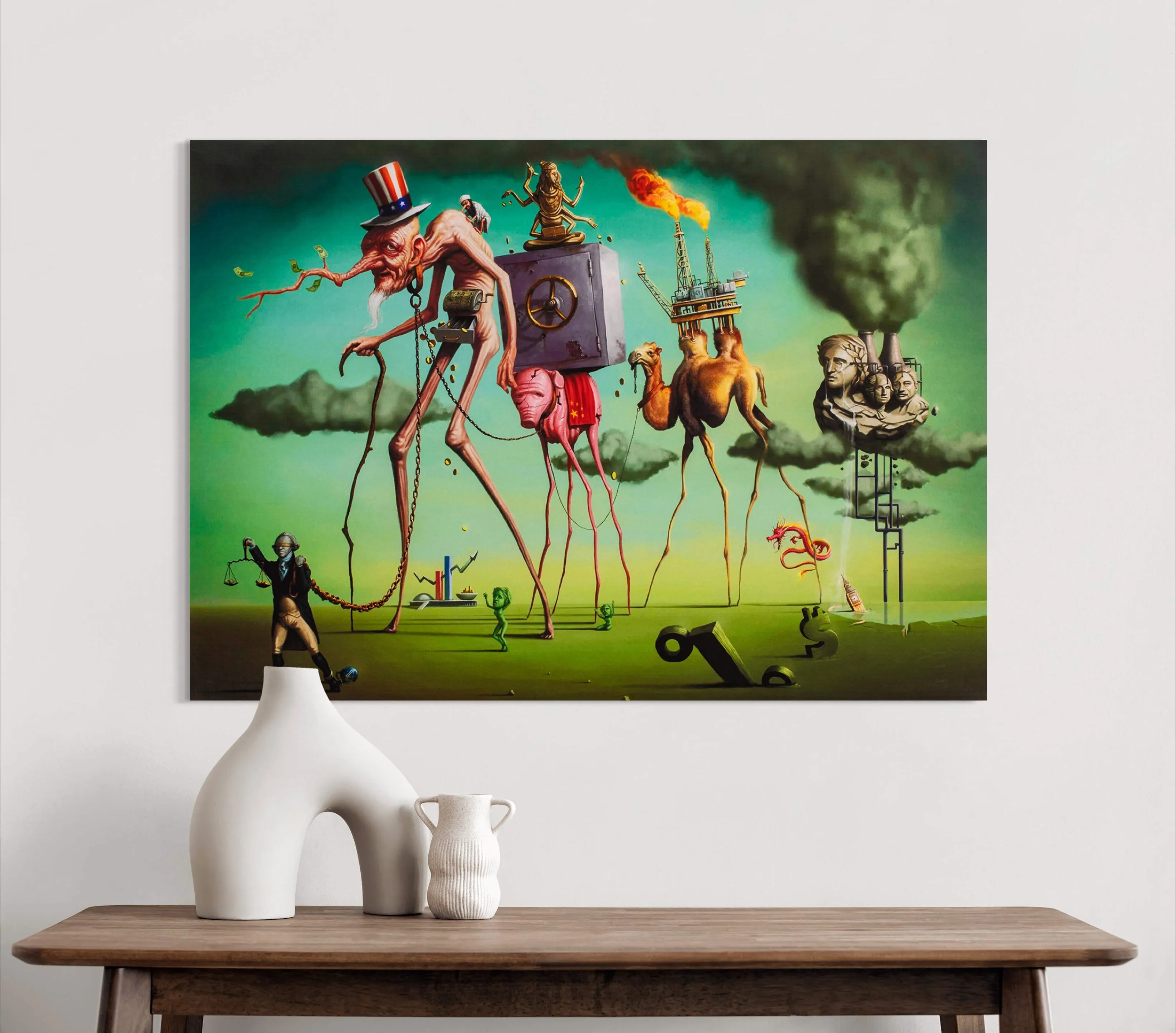 The American Dream - Painted by Salvador Dali - Circa. 1931. High Quality Polyester Cotton Canvas Print. Ready to be Framed or Mounted. Available in 3 Sizes - Small - Medium or Large.