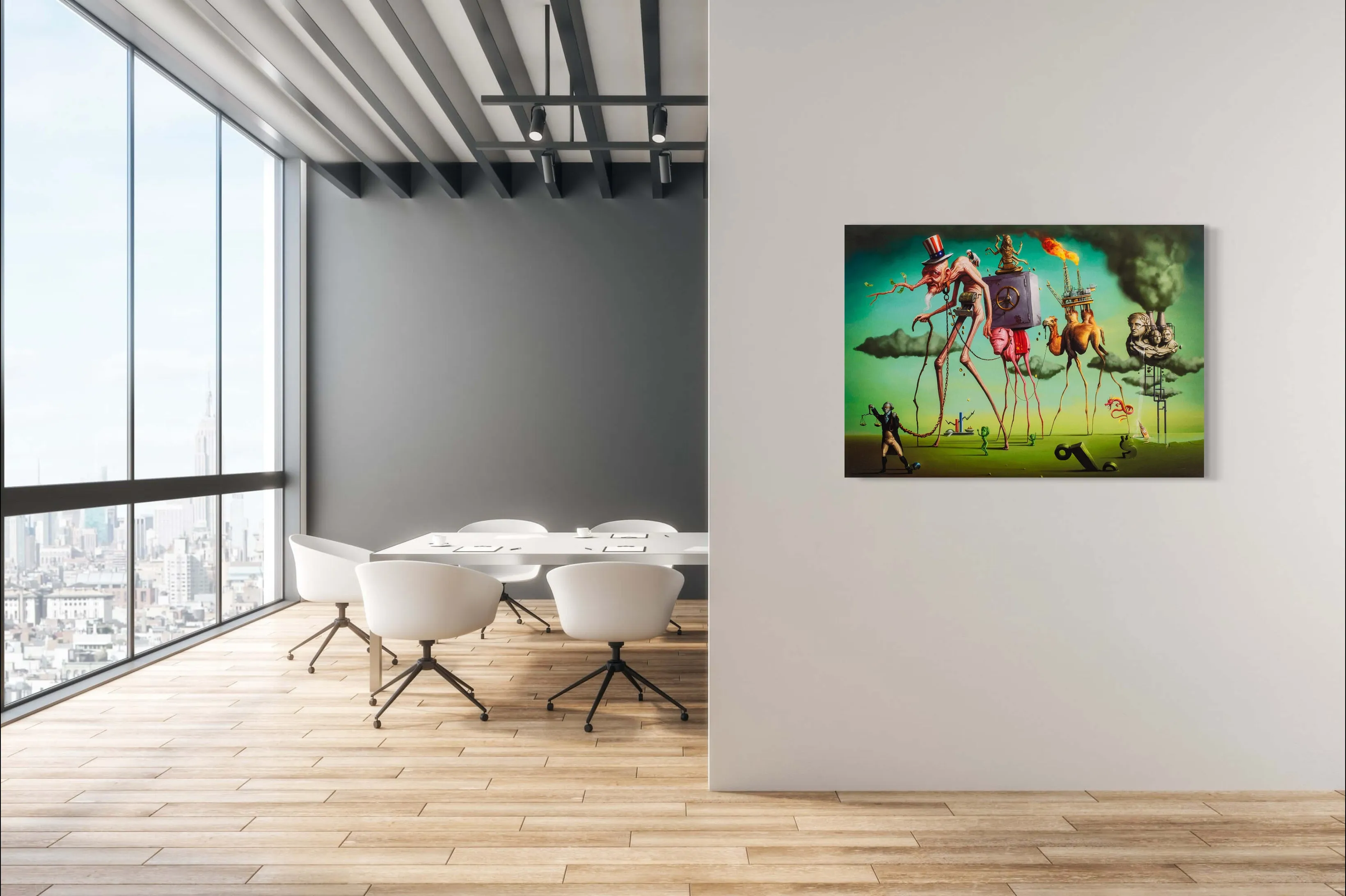 The American Dream - Painted by Salvador Dali - Circa. 1931. High Quality Polyester Cotton Canvas Print. Ready to be Framed or Mounted. Available in 3 Sizes - Small - Medium or Large.