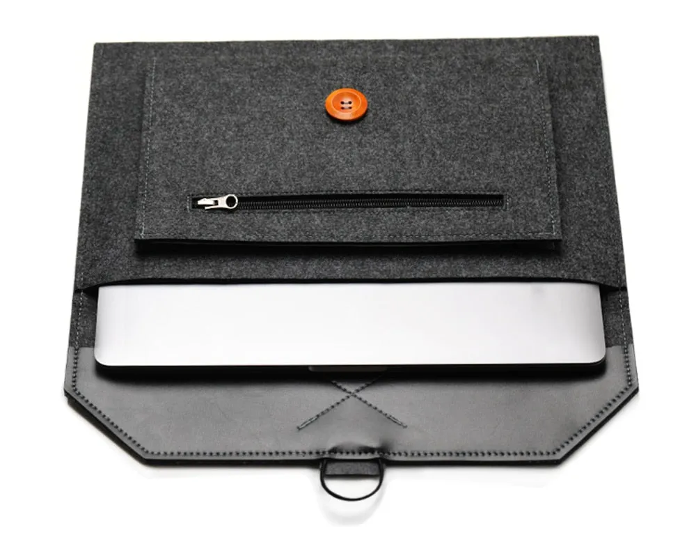 The Buttoned Wool Laptop Sleeve 15-inch