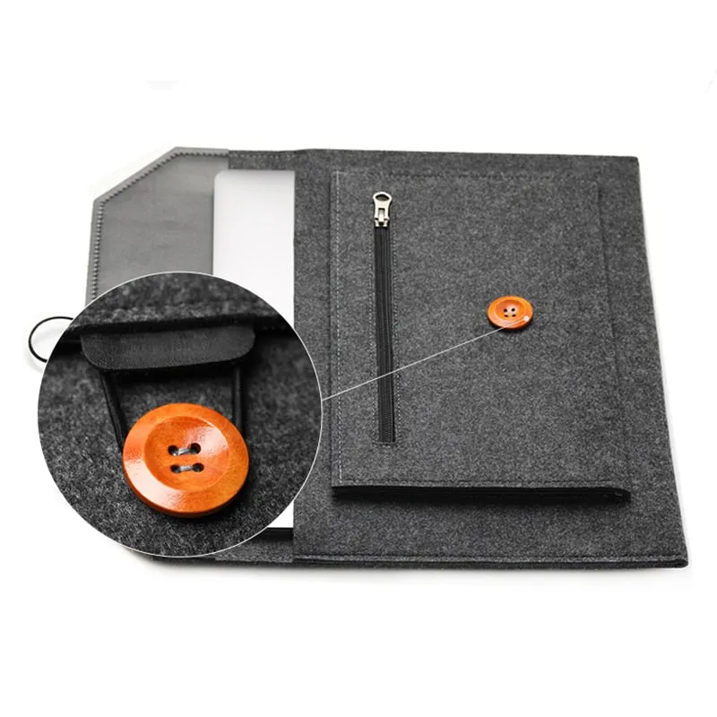 The Buttoned Wool Laptop Sleeve 15-inch
