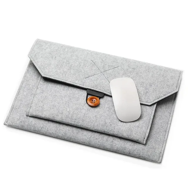 The Buttoned Wool Laptop Sleeve 15-inch