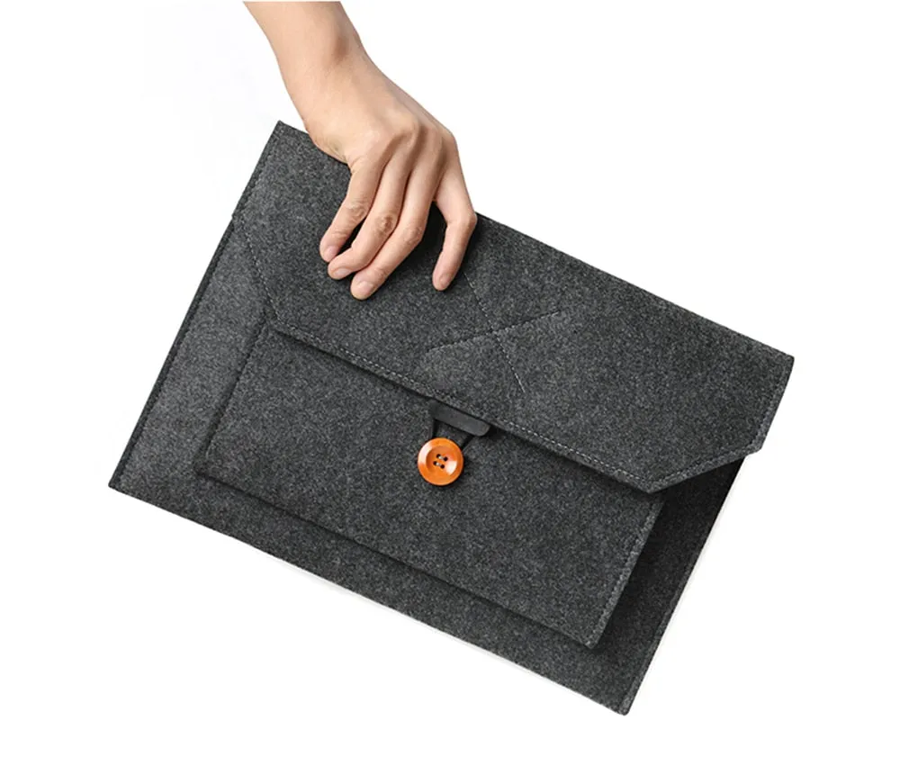 The Buttoned Wool Laptop Sleeve 15-inch