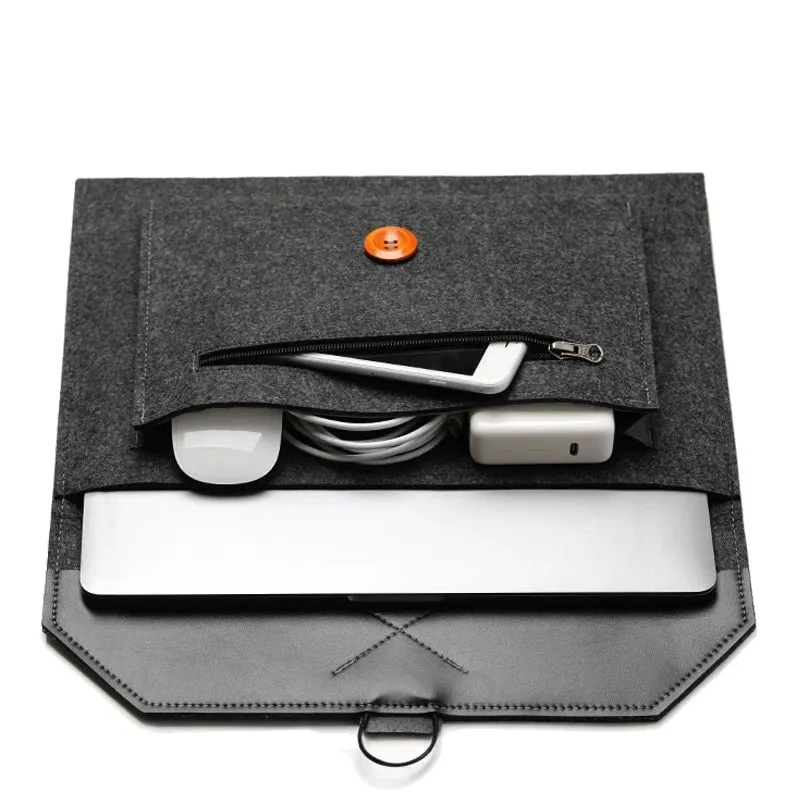 The Buttoned Wool Laptop Sleeve 15-inch
