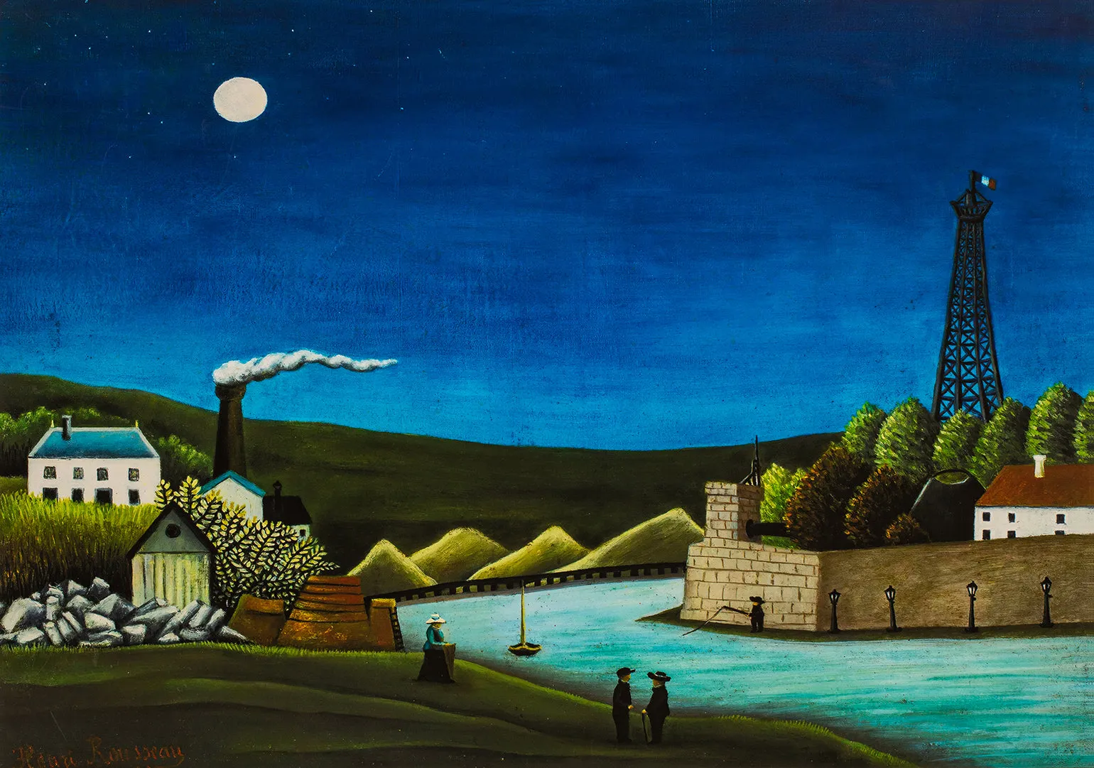 The Seine at Sureness - Painted by Henri Rousseau- Circa. 1925. High Quality Polyester Cotton Canvas Print. Ready to be Framed or Mounted. Available in 3 Sizes - Small - Medium or Large.