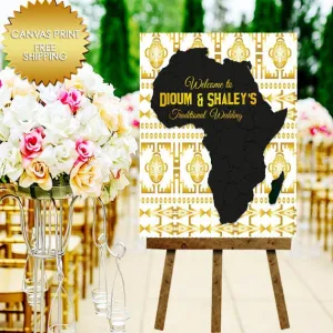 Traditional African wedding welcome canvas sign