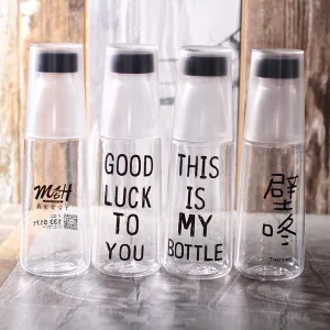 Transparent Plastic Water Bottle with Cup