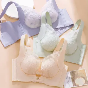 Underwear women's push-up thin cup comfortable and breathable wire-free sexy lace bra adjustable top support bra