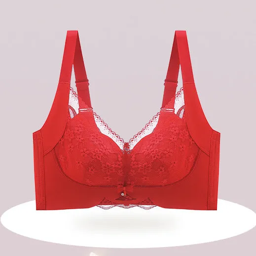Underwear women's push-up thin cup comfortable and breathable wire-free sexy lace bra adjustable top support bra