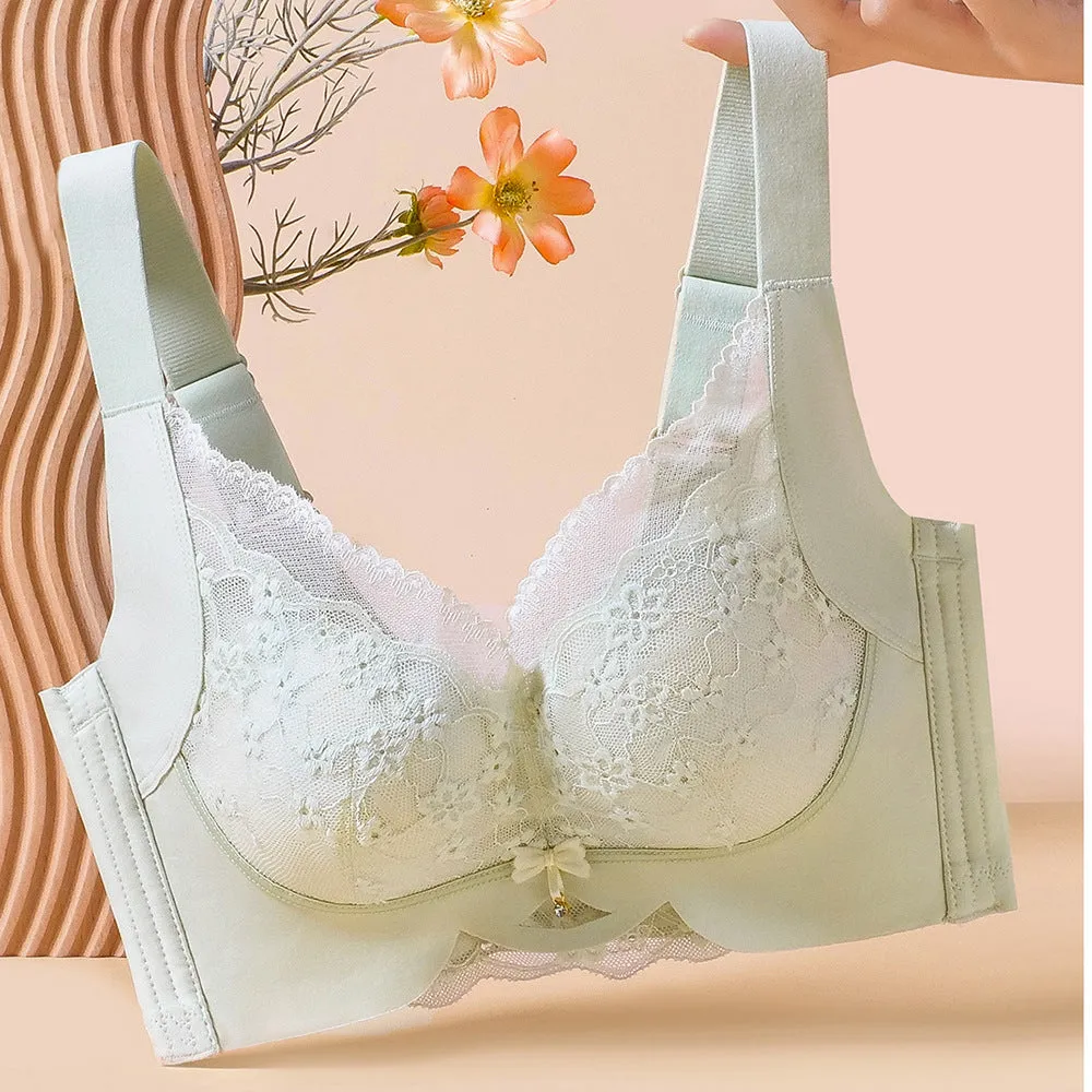 Underwear women's push-up thin cup comfortable and breathable wire-free sexy lace bra adjustable top support bra