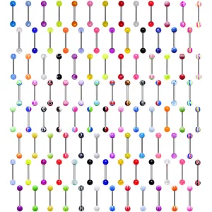 UV Acrylic Ball Steel Barbell Tongue Ring Set of 100