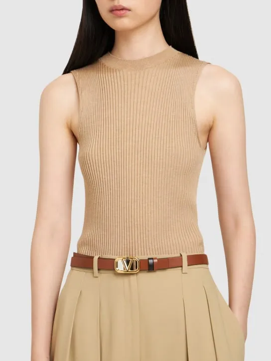 Valentino Garavani   2cm Reversible V Logo leather belt 