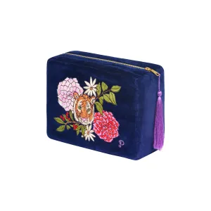 Velvet Vanity Bag Floral Tiger Indigo