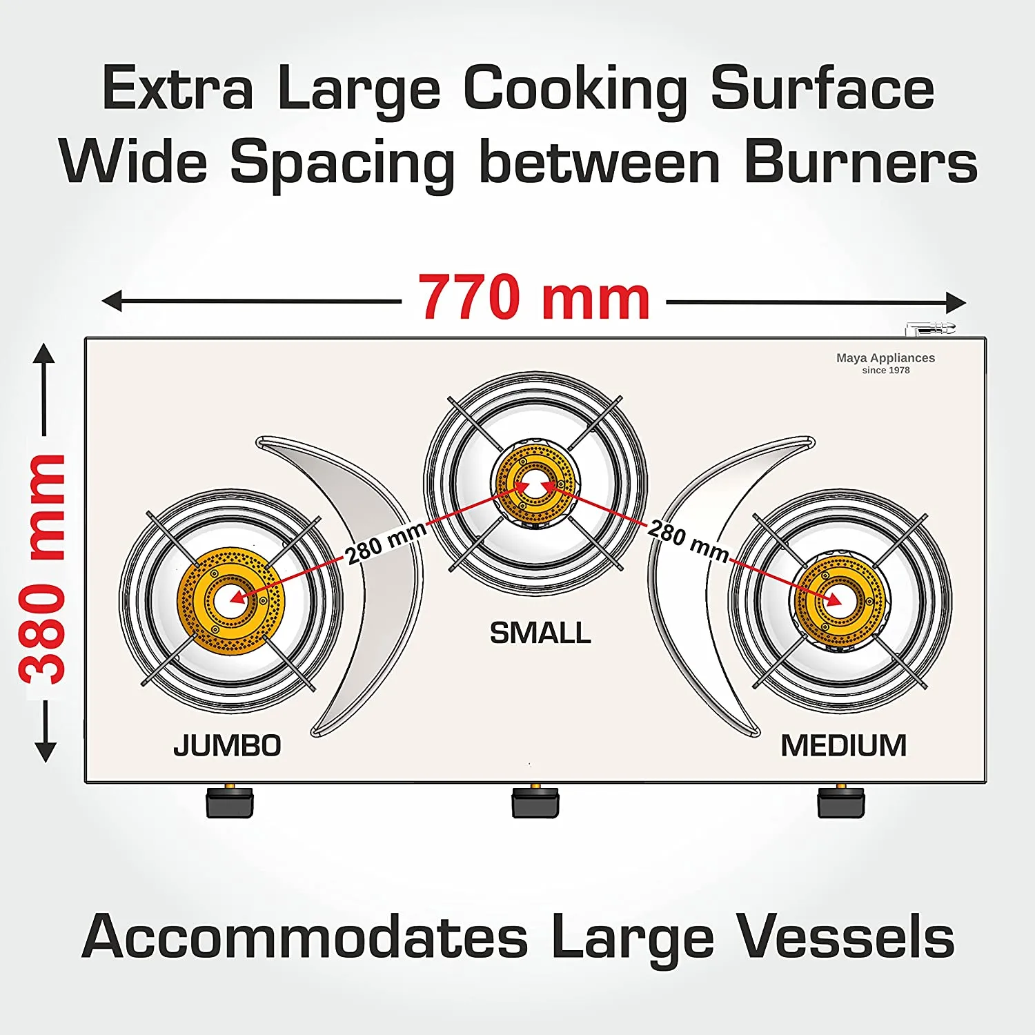 VIDIEM SS SLEEK 3 BURNER GAS STOVE