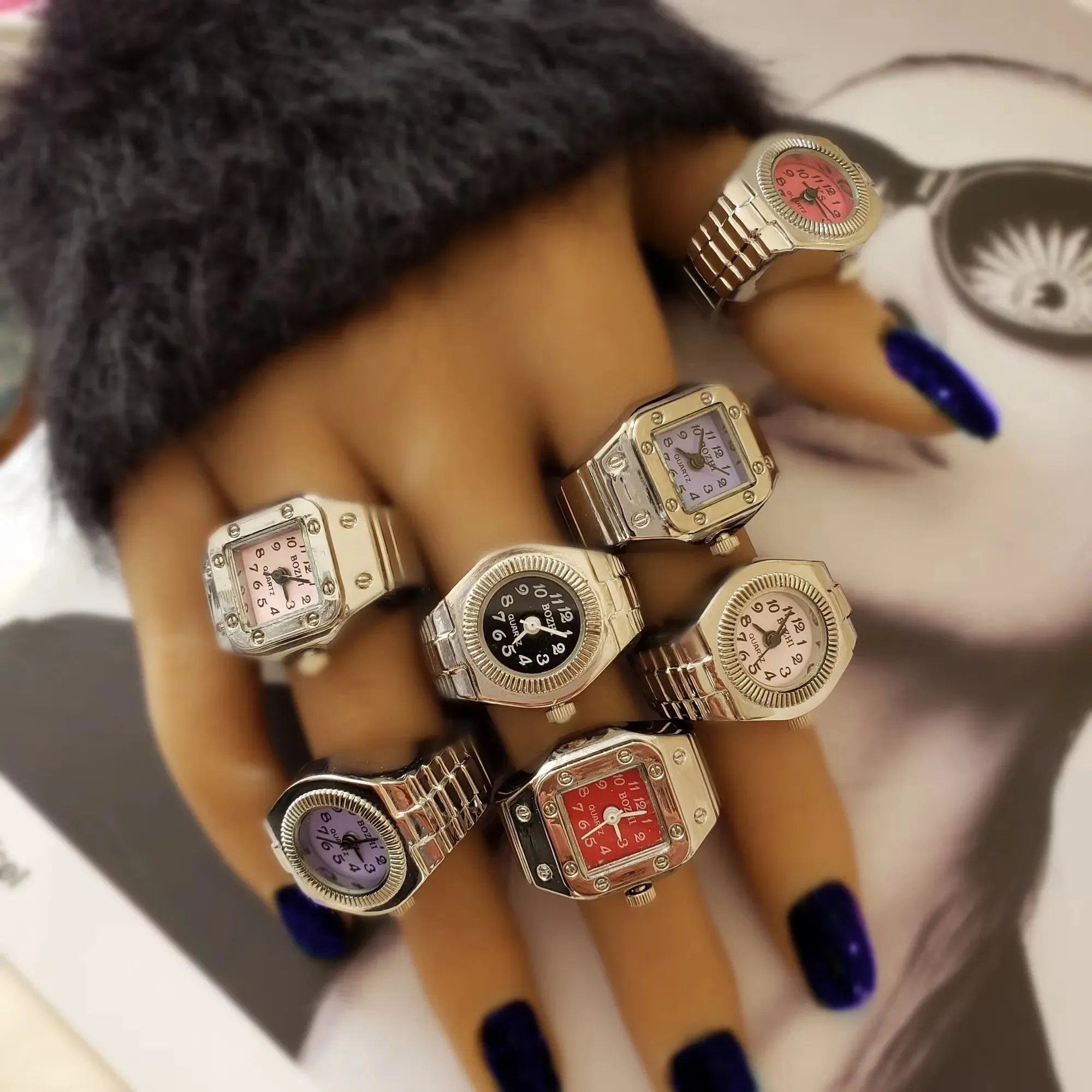 Vintage Punk Finger Watch Couple Rings