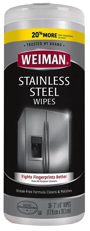 Weiman 92 Stainless Steel Wipes, 8 in L, 7 in W, Fresh :EA: QUANTITY: 4