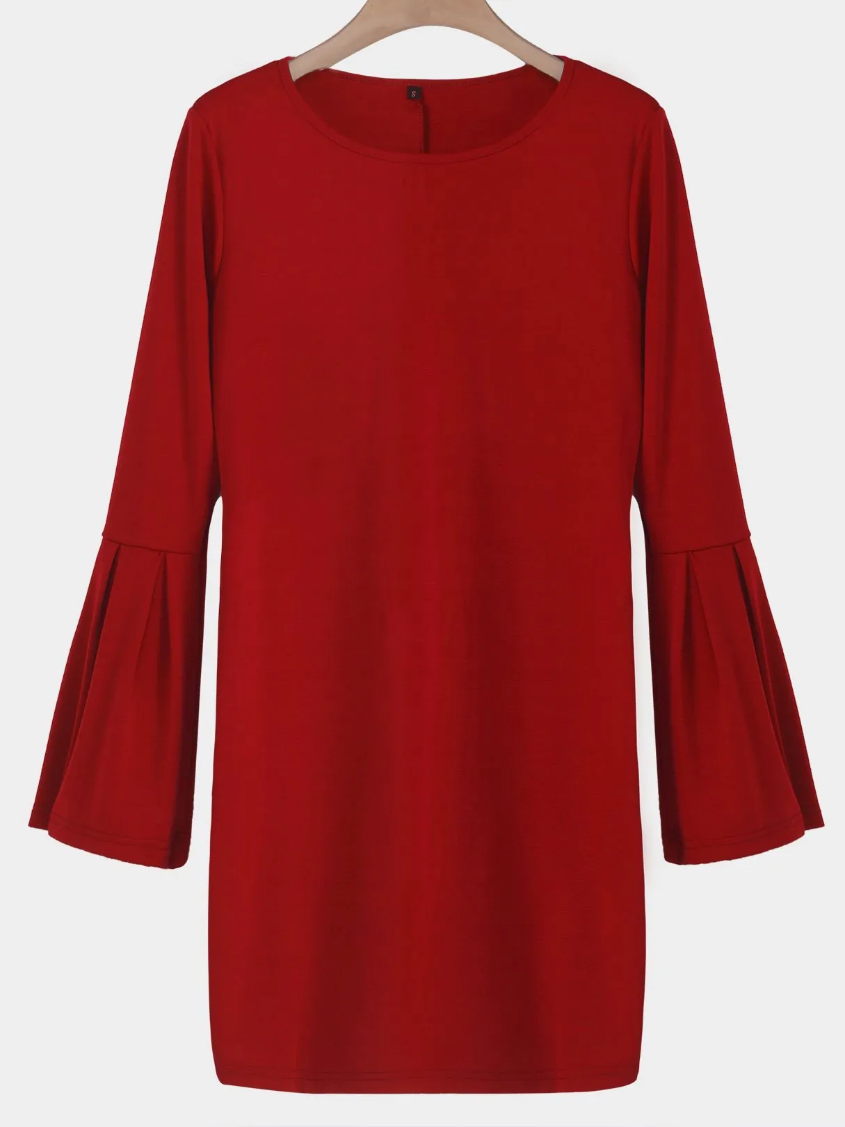 Wholesale Round Neck Plain Red Mini Dress
