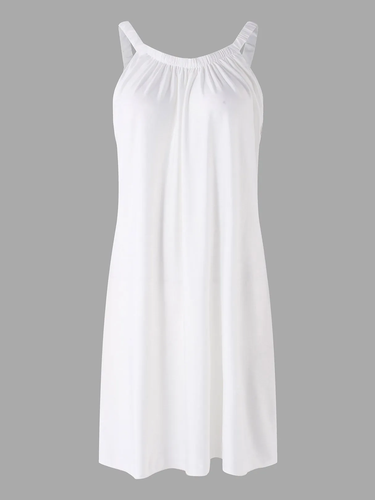 Wholesale Round Neck Sleeveless Plain Spaghetti Strap Mini Dress