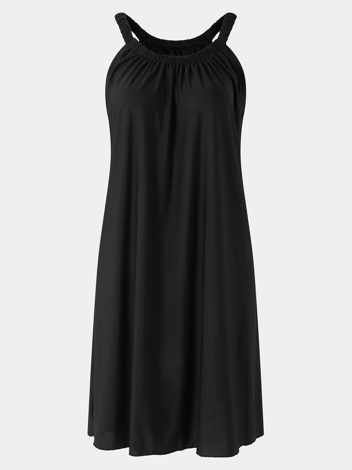 Wholesale Round Neck Sleeveless Plain Spaghetti Strap Mini Dress