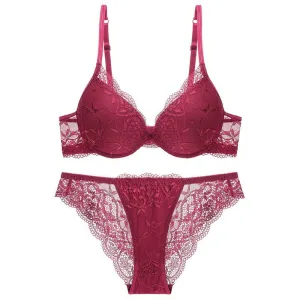 Women  lace top thin thick bottom bra set push-up underwear women's bra