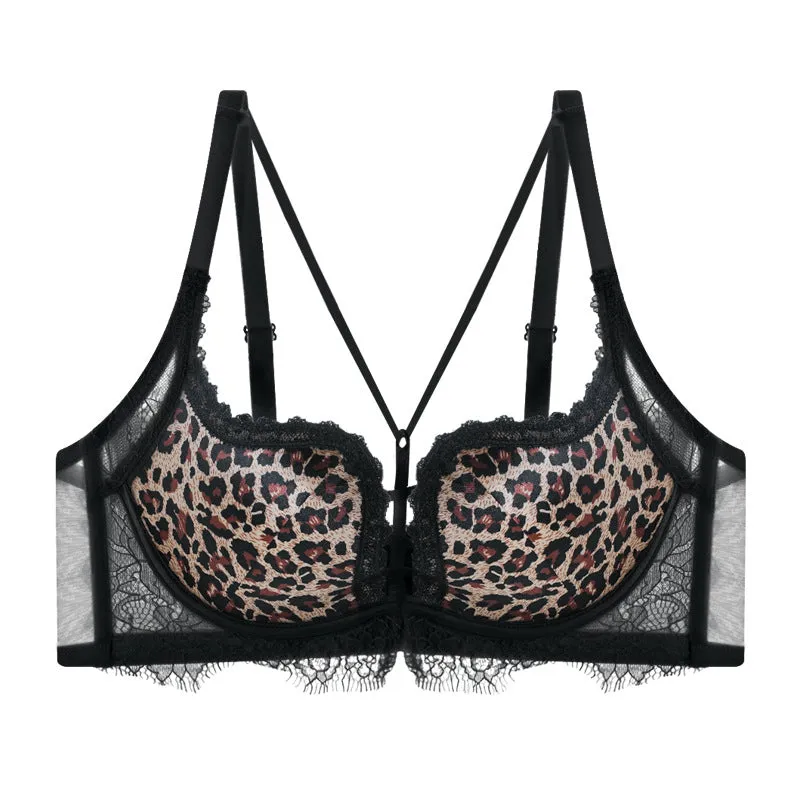 Women seamless sexy lace underwear female shell cup modal silk maintenance gathered bra set