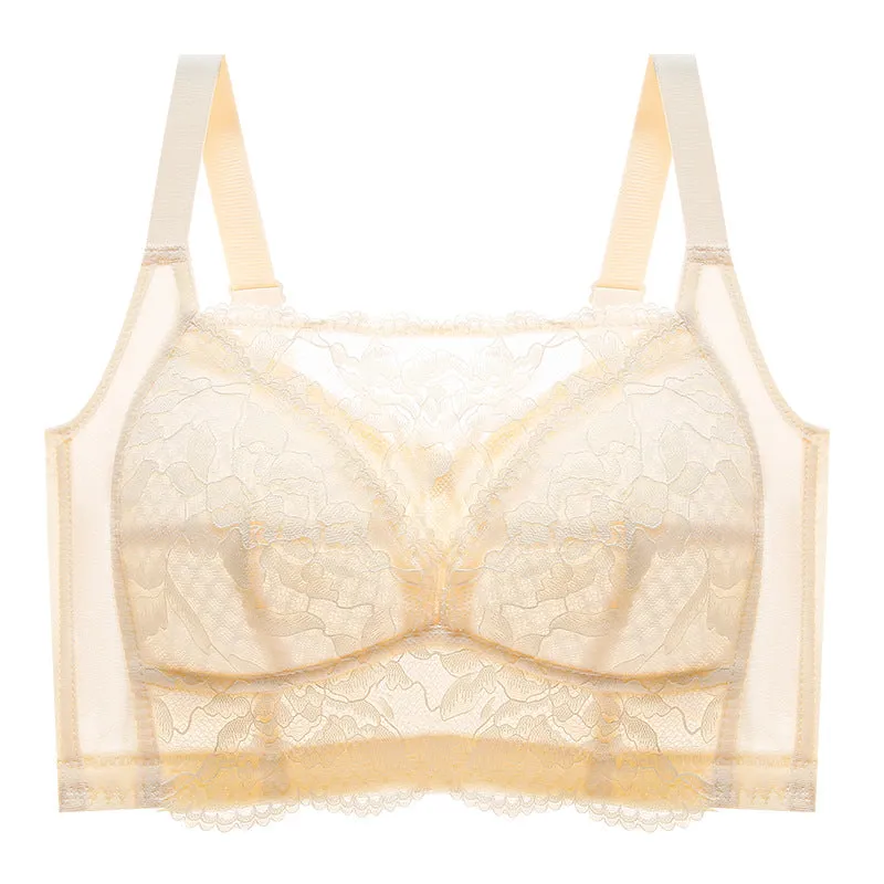 Women's thin bra with big breasts, slimming and small breasts, full cup, no steel ring, bra, large size tube top