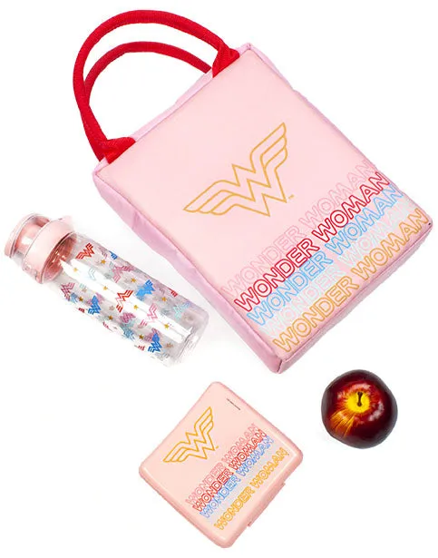 Wonder Woman Rectangular Tote Style 3 Piece Lunch Bag Pink