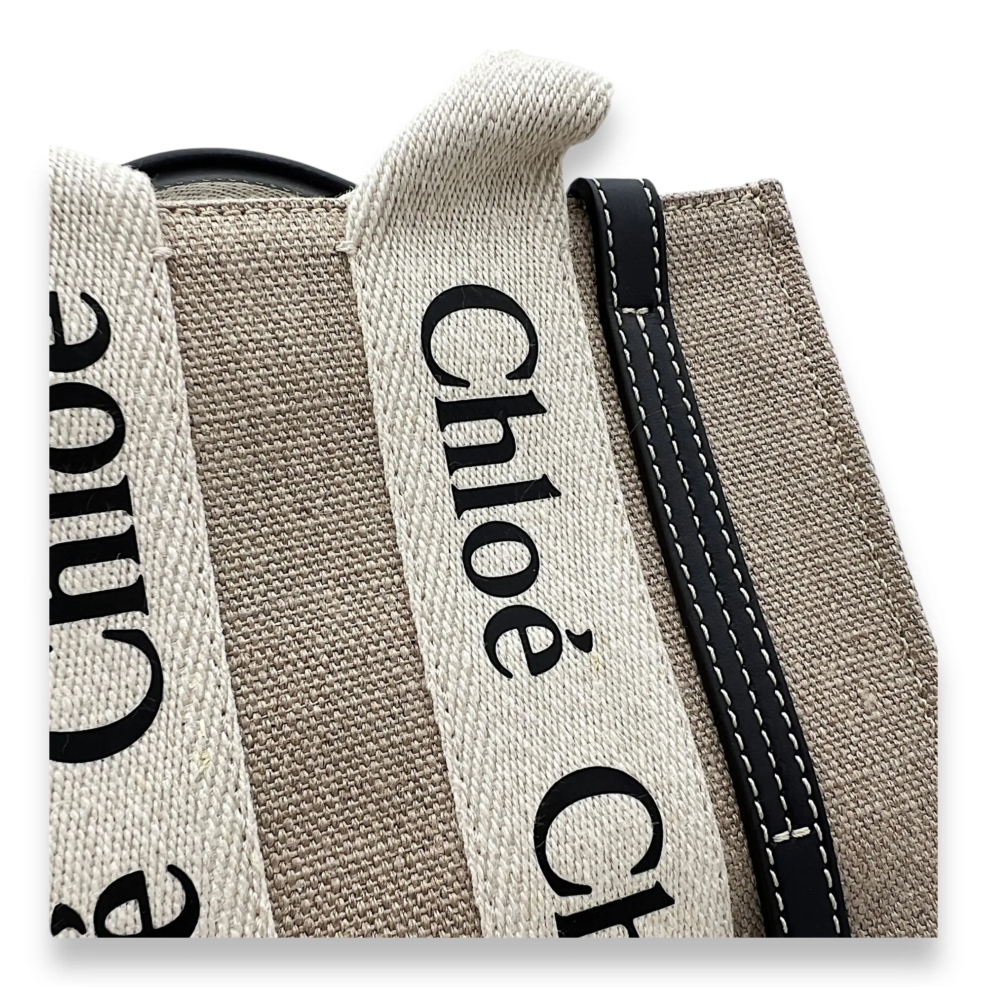 Woody Mini Brown Top Handle Bag in Canvas