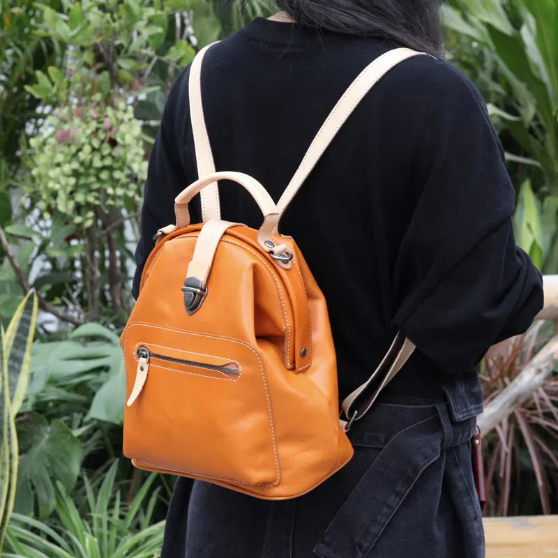 YAAGLE Women Tanned Leather Mini Travel Backpack Tote YGBR6078