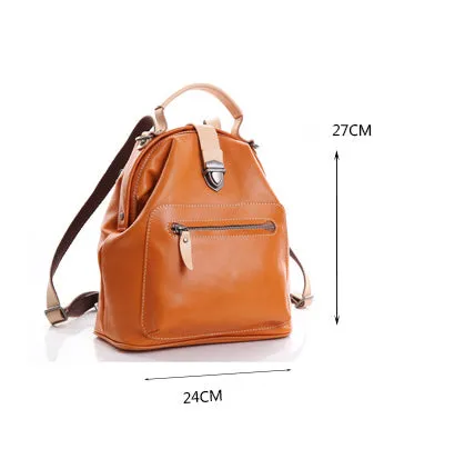 YAAGLE Women Tanned Leather Mini Travel Backpack Tote YGBR6078