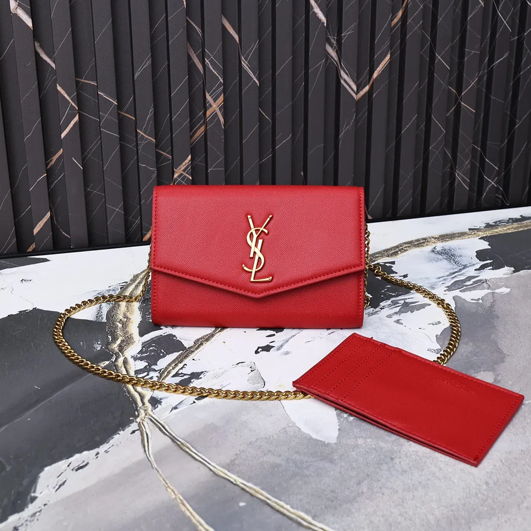 YSK187 Uptown Chain Wallet in Leather / 19 x 12 x 3 CM / 7.4 x 4.7 x 1.1 INCHES